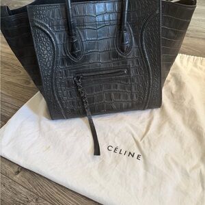 Celine Black Crocodile Phantom Luggage Bag